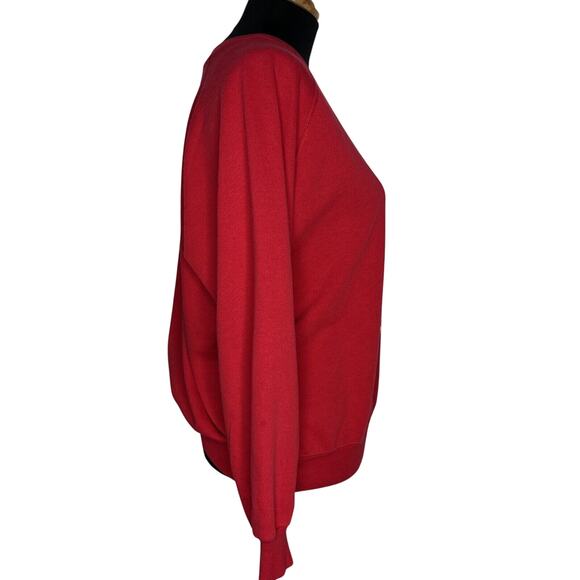 Vintage Hanes Christmas Red Medium Sweatshirt Snowflakes Holidays 90s USA Winter - Picture 3 of 8